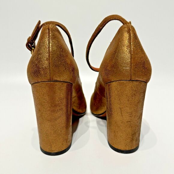 NWOB Coach Gold Metallic Leather Ankle Strap High Heel Pump Women’s Size 6B - Picture 4 of 15